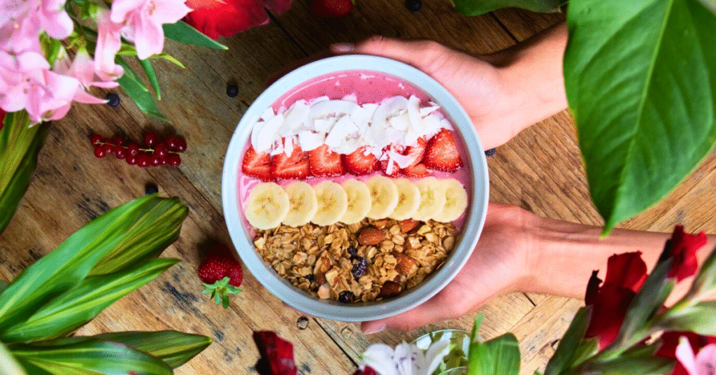 vibrant green smoothie bowl